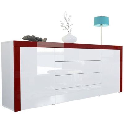 Vladon Buffet commode La Paz en Blanc haute brillance - Blanc haute brillance - Bordeaux haute brillance Rouge - Publicité Vladon Buffet commode La Paz en Blanc haute brillance - Blanc haute brillance - Bordeaux haute brillance Rouge - Publicité