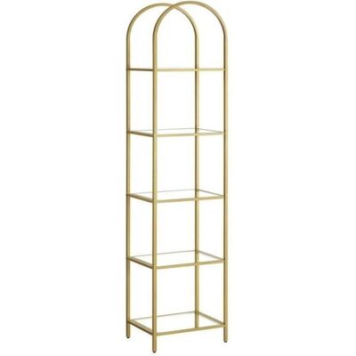 VASAGLE Bibliothèque 5 Niveaux Dessus Arqué Structure en Métal pour Salon Chambre Bureau Doré Métallique et Transparent Jaune - Publicité VASAGLE Bibliothèque 5 Niveaux Dessus Arqué Structure en Métal pour Salon Chambre Bureau Doré Métallique et Transparent Jaune - Publicité