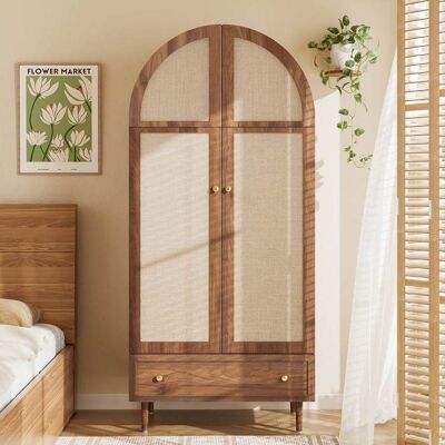 Armoire de Chambre - LEMONBEST - Moderne - 2 portes battantes - 1 tiroir & tringle - MDF aspect bois 79x50x175 cm Marron - Publicité Armoire de Chambre - LEMONBEST - Moderne - 2 portes battantes - 1 tiroir & tringle - MDF aspect bois 79x50x175 cm Marron - Publicité