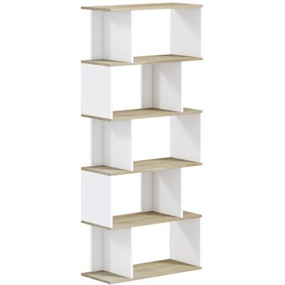 Bibliothèque - HOMCOM - meuble de rangement 5 étagères anti-basculement - Charge 25 kg -70x295x163 cm - aspect bois Blanc Beige - Publicité Bibliothèque - HOMCOM - meuble de rangement 5 étagères anti-basculement - Charge 25 kg -70x295x163 cm - aspect bois Blanc Beige - Publicité