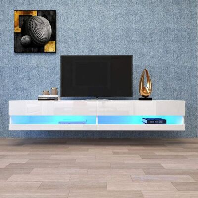 Generic Meuble TV bas 140x40x305cm a LED blanc avec éclairage LED Meuble tele de haute qualité avec despace de rangement pour votre Blanc - Publicité Generic Meuble TV bas 140x40x305cm a LED blanc avec éclairage LED Meuble tele de haute qualité avec despace de rangement pour votre Blanc - Publicité
