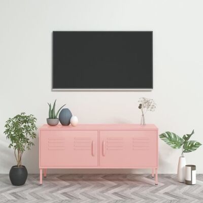 vidaXL Meuble TV Rose 105x35x50 cm Acier - Publicité vidaXL Meuble TV Rose 105x35x50 cm Acier - Publicité