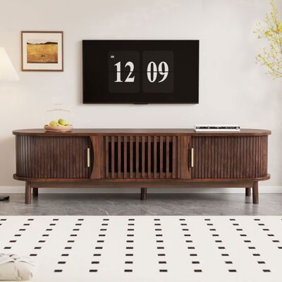 Meuble TV - TANANT - Armoire TV basse - Marron - 165x39.5x46 cm - 2 portes coulissantes Marron - Publicité Meuble TV - TANANT - Armoire TV basse - Marron - 165x39.5x46 cm - 2 portes coulissantes Marron - Publicité