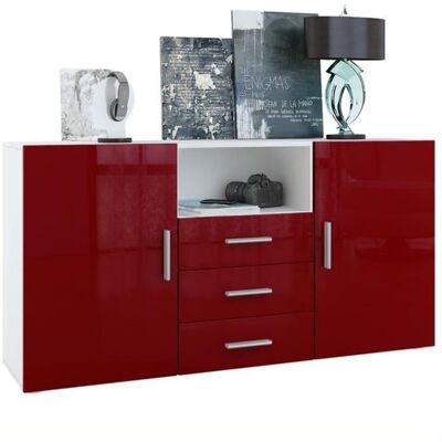 Vladon Buffet Commode Skadu en Blanc mat - Bordeaux haute brillance Rouge - Publicité Vladon Buffet Commode Skadu en Blanc mat - Bordeaux haute brillance Rouge - Publicité