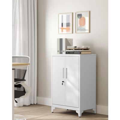 SONGMICS Armoire de bureau à 2 Portes Verrouillable en Acier pour Bureau Salon Blanc Mat Blanc - Publicité SONGMICS Armoire de bureau à 2 Portes Verrouillable en Acier pour Bureau Salon Blanc Mat Blanc - Publicité