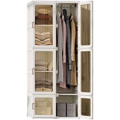 DADEA Armoire ChambrePenderie Armoire de Rangement Garde-RobeMeuble Rangement6 Porte et 10 Compartiment 1 Tige SuspendueBlanc Blanc - Publicité DADEA Armoire ChambrePenderie Armoire de Rangement Garde-RobeMeuble Rangement6 Porte et 10 Compartiment 1 Tige SuspendueBlanc Blanc - Publicité