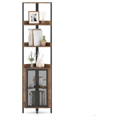 Bibliothèque dAngle à 6 Niveaux COSTWAY Portes Meuble de Rangement Industriel pour Salon Chambre CuisineMarron rustique et noir Marron - Publicité Bibliothèque dAngle à 6 Niveaux COSTWAY Portes Meuble de Rangement Industriel pour Salon Chambre CuisineMarron rustique et noir Marron - Publicité