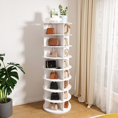 DREAMMESPACE Meuble à Chaussures Pivotant à 360° - 60x60x184cm - Tour de Rangement 8 Niveaux pour 32 Paires - Lazy Susan en PVC - Blanc Blanc - Publicité DREAMMESPACE Meuble à Chaussures Pivotant à 360° - 60x60x184cm - Tour de Rangement 8 Niveaux pour 32 Paires - Lazy Susan en PVC - Blanc Blanc - Publicité