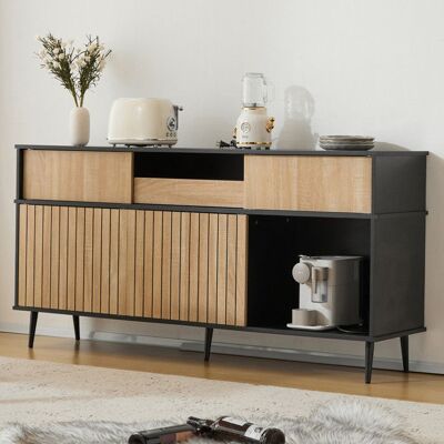 URBANLUXE Buffet industriel 4 portes 1 tiroir - Buffet bas de salon - Armoire de cuisine - 160x40x80 cm - Meuble de rangement - Noir+Bois Noir - Publicité URBANLUXE Buffet industriel 4 portes 1 tiroir - Buffet bas de salon - Armoire de cuisine - 160x40x80 cm - Meuble de rangement - Noir+Bois Noir - Publicité