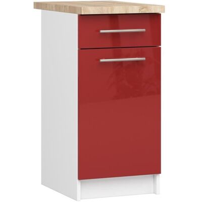 Meuble de cuisine bas AKORD S40 OLIWIA modulable Blanc 40 cm 1 porte 1 tiroir façade Rouge Brillante 2 étagères 40x46x85 cm Blanc - Publicité Meuble de cuisine bas AKORD S40 OLIWIA modulable Blanc 40 cm 1 porte 1 tiroir façade Rouge Brillante 2 étagères 40x46x85 cm Blanc - Publicité