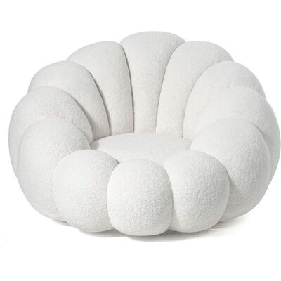 MENZZO Fauteuil design coquillage Arielina Tissu bouclette Blanc Blanc - Publicité MENZZO Fauteuil design coquillage Arielina Tissu bouclette Blanc Blanc - Publicité