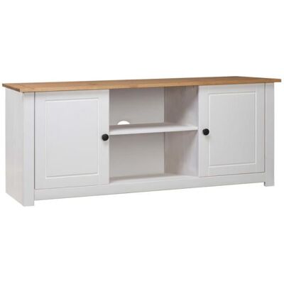 vidaXL Meuble TV Blanc 120x40x50 cm Bois de pin massif Gamme Panama Blanc - Publicité vidaXL Meuble TV Blanc 120x40x50 cm Bois de pin massif Gamme Panama Blanc - Publicité