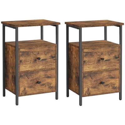 VASAGLE Lot de 2 Tables de chevet avec 2 Tiroirs Style Industriel Marron Rustique et Noir Marron - Publicité VASAGLE Lot de 2 Tables de chevet avec 2 Tiroirs Style Industriel Marron Rustique et Noir Marron - Publicité