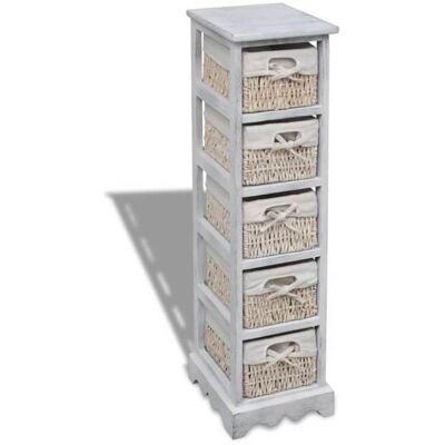 vidaXL Étagère en Bois avec 5 Paniers Blanc - Étagère - Publicité vidaXL Étagère en Bois avec 5 Paniers Blanc - Étagère - Publicité