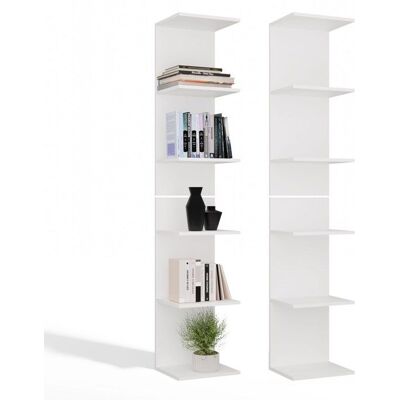 CDF SIXP - Étagère 180cm 6 rayons pour livres et classeurs bureau / salon - Blanc Blanc - Publicité CDF SIXP - Étagère 180cm 6 rayons pour livres et classeurs bureau / salon - Blanc Blanc - Publicité