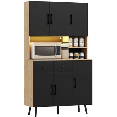 Meuble cuisine rangement haut - HOMCOM - lumière LED RGB - plan de travail et 6 portes - panneau de particules - 100x40x176cm - noir Noir - Publicité Meuble cuisine rangement haut - HOMCOM - lumière LED RGB - plan de travail et 6 portes - panneau de particules - 100x40x176cm - noir Noir - Publicité
