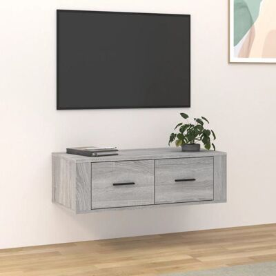 816838 vidaXL Armoire TV suspendue Sonoma gris 80x36x25 cm Bois dingénierie Gris - Publicité 816838 vidaXL Armoire TV suspendue Sonoma gris 80x36x25 cm Bois dingénierie Gris - Publicité