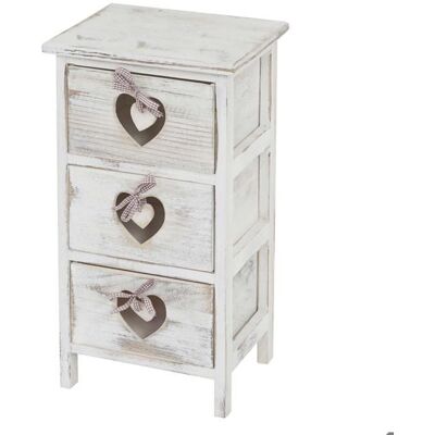 DÉCOSHOP26 Petit meuble de rangement - Vintage - 3 tiroirs - Motif coeurs - Blanc - 55x29x25cm Blanc - Publicité DÉCOSHOP26 Petit meuble de rangement - Vintage - 3 tiroirs - Motif coeurs - Blanc - 55x29x25cm Blanc - Publicité