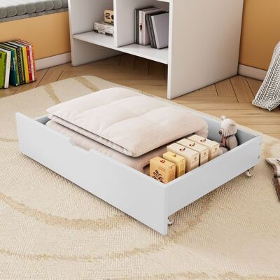 OEM Tiroirs de rangement sous lit - Deux tiroirs avec roulettes - Dimensions 93x67x20 cm - MDF écologique - Blanc classique Blanc - Publicité OEM Tiroirs de rangement sous lit - Deux tiroirs avec roulettes - Dimensions 93x67x20 cm - MDF écologique - Blanc classique Blanc - Publicité