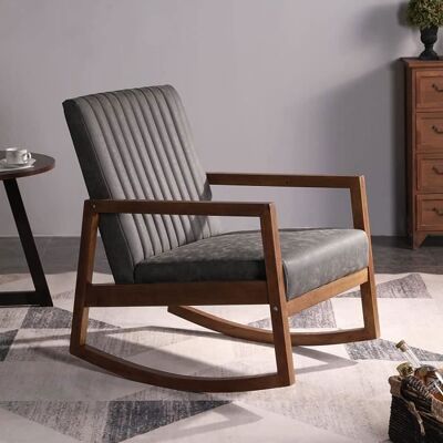 WAHSON OFFICE CHAIRS Wahson Fauteuil à Bascule en Cuir PU avec Pieds en Bois Chaise Bascule Chaise Berçante pour Salon et Chambre Gris Foncé Gris - Publicité WAHSON OFFICE CHAIRS Wahson Fauteuil à Bascule en Cuir PU avec Pieds en Bois Chaise Bascule Chaise Berçante pour Salon et Chambre Gris Foncé Gris - Publicité
