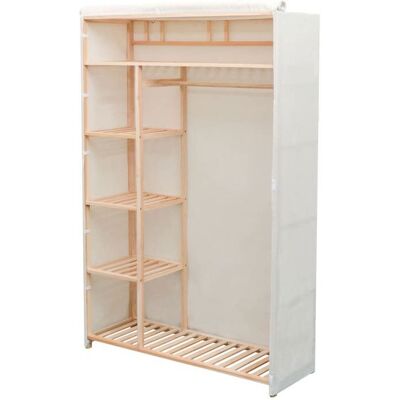 VIDAXL Blanc Garde-robe JILLS Armoire penderie Pour chambre en tissu et bois de pin 110x40x170 cm LV1529 Beige - Publicité VIDAXL Blanc Garde-robe JILLS Armoire penderie Pour chambre en tissu et bois de pin 110x40x170 cm LV1529 Beige - Publicité