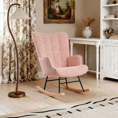 RAVAS Fauteuil à Bascule Chaise à Bascule Fauteuil Allaitement Chambre Bebe Rocking Chair Chaise à bascule en Velours Teddy Rose Rose - Publicité RAVAS Fauteuil à Bascule Chaise à Bascule Fauteuil Allaitement Chambre Bebe Rocking Chair Chaise à bascule en Velours Teddy Rose Rose - Publicité