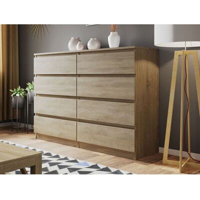 BEST MOBILIER Celia - commode 8 tiroirs - effet bois - 139 cm - style contemporain - Bois Marron - Publicité BEST MOBILIER Celia - commode 8 tiroirs - effet bois - 139 cm - style contemporain - Bois Marron - Publicité