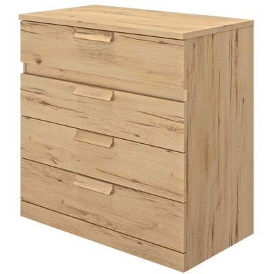 Commode 4 tiroirs en bois imitation chêne clair - CO5030 - Bois naturel - Fabriqué en France - Terre de Nuit Marron - Publicité Commode 4 tiroirs en bois imitation chêne clair - CO5030 - Bois naturel - Fabriqué en France - Terre de Nuit Marron - Publicité