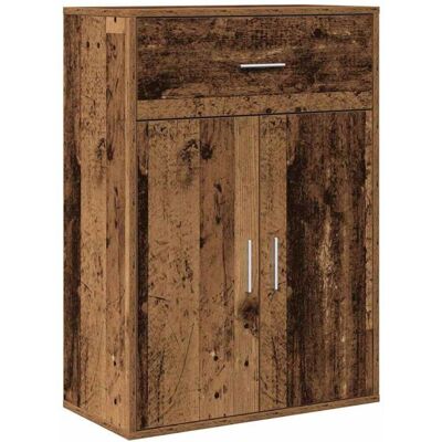 Buffet en bois dingénierie - vidaXL - 79x38x80 cm - Vieux bois - Style rustique - 1 tiroir - 2 étagères Marron - Publicité Buffet en bois dingénierie - vidaXL - 79x38x80 cm - Vieux bois - Style rustique - 1 tiroir - 2 étagères Marron - Publicité