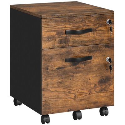 VASAGLE Caisson de Bureau à Roulettes Verrouillable avec 2 Tiroirs 5 Roulettes Barre de Suspension Réglables Marron Rustique et Noir Marron - Publicité VASAGLE Caisson de Bureau à Roulettes Verrouillable avec 2 Tiroirs 5 Roulettes Barre de Suspension Réglables Marron Rustique et Noir Marron - Publicité
