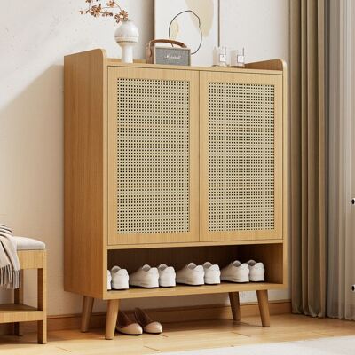 Generic Meuble à Chaussures en rotin naturel avec 2 portes et 5 étagères Armoire à chaussures 80 x 35 x 105 cm Pour couloir et entrée - Publicité Generic Meuble à Chaussures en rotin naturel avec 2 portes et 5 étagères Armoire à chaussures 80 x 35 x 105 cm Pour couloir et entrée - Publicité