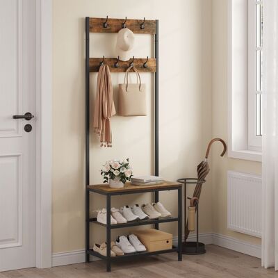 Meuble dEntrée 3 en 1 - WOLTU Portemanteau - Banc et Étagère à Chaussures - Métal+Bois - Noir+Marron Rustique Noir - Publicité Meuble dEntrée 3 en 1 - WOLTU Portemanteau - Banc et Étagère à Chaussures - Métal+Bois - Noir+Marron Rustique Noir - Publicité