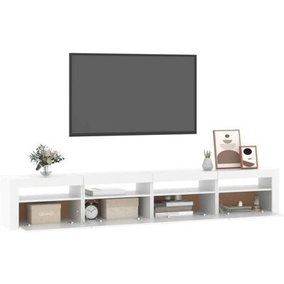 VIDAXL NEUF Meuble TVBKMMeuble Télé de Salon avec lumières LED Blanc 240 x 35 x 40cm FR00_95655654578 Blanc - Publicité VIDAXL NEUF Meuble TVBKMMeuble Télé de Salon avec lumières LED Blanc 240 x 35 x 40cm FR00_95655654578 Blanc - Publicité