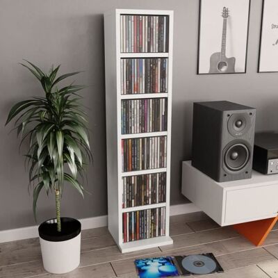 OVONNI Magnfique Meuble CD Blanc 21 x 16 x 88 cm Aggloméré Blanc - Publicité OVONNI Magnfique Meuble CD Blanc 21 x 16 x 88 cm Aggloméré Blanc - Publicité