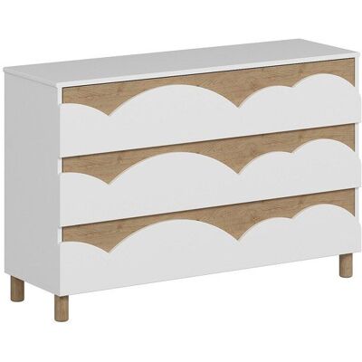 VENTE-UNIQUE Commode 3 tiroirs – Blanc et naturel – NUBORELA Beige - Publicité VENTE-UNIQUE Commode 3 tiroirs – Blanc et naturel – NUBORELA Beige - Publicité