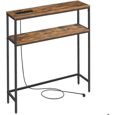 Console - VASAGLE - Prise Intégrée - 2 Étagères - Marron Rustique et Noir Marron - Publicité Console - VASAGLE - Prise Intégrée - 2 Étagères - Marron Rustique et Noir Marron - Publicité