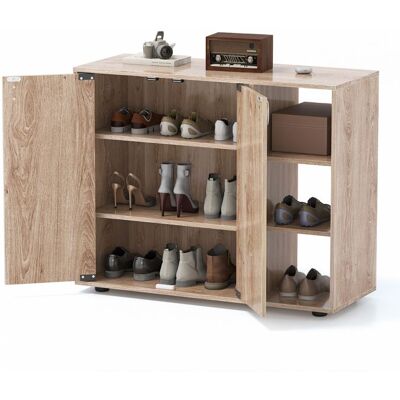 COSTWAY Meuble a Chaussure à 3 Niveaux avec Portes 2 Étagères Ouvertes Réglables Kit Anti-Basculement pour Entrée Salon Naturel Marron - Publicité COSTWAY Meuble a Chaussure à 3 Niveaux avec Portes 2 Étagères Ouvertes Réglables Kit Anti-Basculement pour Entrée Salon Naturel Marron - Publicité