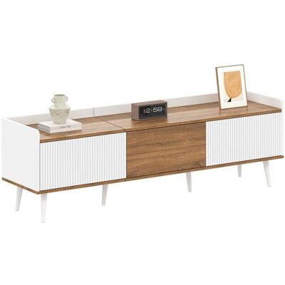 Generic Meuble TV table TV meuble TV meuble bas trois portes. Design compact. Finitions blanc et bois naturel Meuble télé 495x160x39 cm Blanc - Publicité Generic Meuble TV table TV meuble TV meuble bas trois portes. Design compact. Finitions blanc et bois naturel Meuble télé 495x160x39 cm Blanc - Publicité