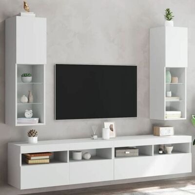 VIDAXL Support TV Blanc - SWEETY®Meubles TV - Design moderne avec LED - Armoire télé - 2 pcs - blanc 305x30x102cm5022575 Blanc - Publicité VIDAXL Support TV Blanc - SWEETY®Meubles TV - Design moderne avec LED - Armoire télé - 2 pcs - blanc 305x30x102cm5022575 Blanc - Publicité