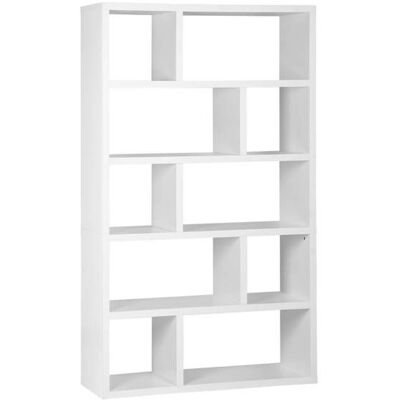 SWEEEK Etagère bibliothèque asymétrique 5 niveaux 10 compartiments. casiers. effet bois blanc. L 111.2 x P 39 x H 190cm Blanc - Publicité SWEEEK Etagère bibliothèque asymétrique 5 niveaux 10 compartiments. casiers. effet bois blanc. L 111.2 x P 39 x H 190cm Blanc - Publicité