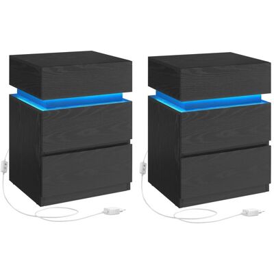 VASAGLE Chevet Lot de 2 avec Bande LED Multicolore Réglable 3 Tiroirs Table d’Appoint de Style Moderne 35 x 40 x 55 cm Noir Boisé Noir - Publicité VASAGLE Chevet Lot de 2 avec Bande LED Multicolore Réglable 3 Tiroirs Table d’Appoint de Style Moderne 35 x 40 x 55 cm Noir Boisé Noir - Publicité