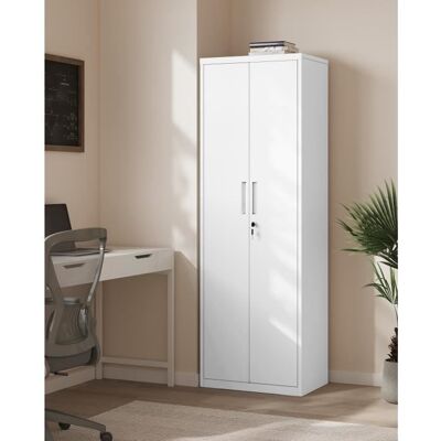 SONGMICS Armoire de bureau en Acier 5 Niveaux Doubles Portes Serrure Étagères Réglables pour Garage Bureau Blanc Mat Blanc - Publicité SONGMICS Armoire de bureau en Acier 5 Niveaux Doubles Portes Serrure Étagères Réglables pour Garage Bureau Blanc Mat Blanc - Publicité