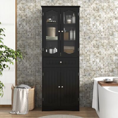 COSTWAY Colonne Salle de Bain Armoire Haute à 4 Portes 1 Tiroir 2 Etagères Réglables Salle de Bain Cuisine 60x30x160 cm Noir Noir - Publicité COSTWAY Colonne Salle de Bain Armoire Haute à 4 Portes 1 Tiroir 2 Etagères Réglables Salle de Bain Cuisine 60x30x160 cm Noir Noir - Publicité