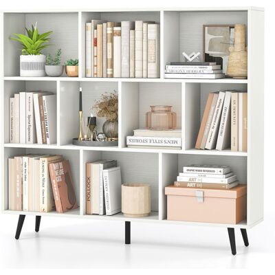 Bibliothèque Etagère à 10 Cubes COSTWAY avec 5 Pieds Métalliques 2 Kits Antichute pour Salon Bureau Chambre 120x24 x107cm Blanc Blanc - Publicité Bibliothèque Etagère à 10 Cubes COSTWAY avec 5 Pieds Métalliques 2 Kits Antichute pour Salon Bureau Chambre 120x24 x107cm Blanc Blanc - Publicité