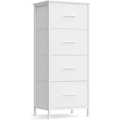 Commode 4 Tiroirs - SONGMICS - Blanc Nuage et Blanc Neige - Acier - MDF - Tissu Non-tissé Blanc - Publicité Commode 4 Tiroirs - SONGMICS - Blanc Nuage et Blanc Neige - Acier - MDF - Tissu Non-tissé Blanc - Publicité
