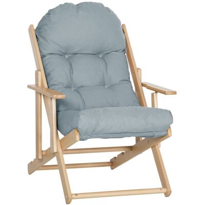 Fauteuil de salon - HOMCOM - pliable et inclinable en bois fauteuil relax coussin capitonné - bois - 71x89x96cm - gris Gris - Publicité Fauteuil de salon - HOMCOM - pliable et inclinable en bois fauteuil relax coussin capitonné - bois - 71x89x96cm - gris Gris - Publicité