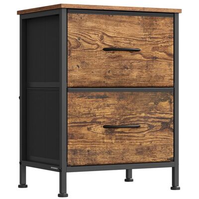 Table de Chevet - SONGMICS - 2 Tiroirs - Marron Rustique - Noir dEncre - Acier Marron - Publicité Table de Chevet - SONGMICS - 2 Tiroirs - Marron Rustique - Noir dEncre - Acier Marron - Publicité
