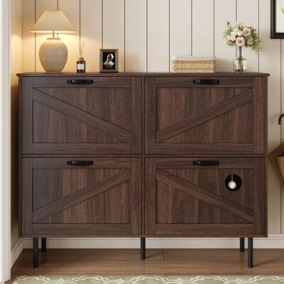 LEMONBEST Meuble à chaussures bois 120 x 28 x 92 cm armoire à chaussures avec rangement pour jouets pour animaux meuble entree Noyer naturel Marron - Publicité LEMONBEST Meuble à chaussures bois 120 x 28 x 92 cm armoire à chaussures avec rangement pour jouets pour animaux meuble entree Noyer naturel Marron - Publicité