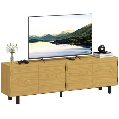 Meuble TV - HOMCOM - 4 portes à ouverture par pression - panneau de particules et métal - 180x35x555cm - bois naturel Marron - Publicité Meuble TV - HOMCOM - 4 portes à ouverture par pression - panneau de particules et métal - 180x35x555cm - bois naturel Marron - Publicité