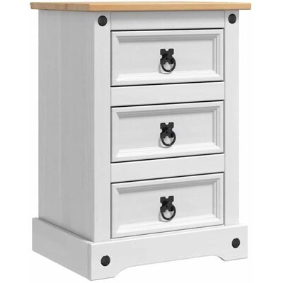 Table de chevet en pin massif - vidaXL - Blanc - 45x35x64 cm - 3 tiroirs - Durable - Montage facile - Design moderne Blanc - Publicité Table de chevet en pin massif - vidaXL - Blanc - 45x35x64 cm - 3 tiroirs - Durable - Montage facile - Design moderne Blanc - Publicité
